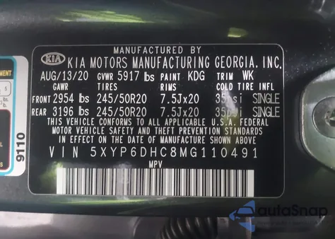 2021 Kia Telluride S from USA, damaged, VIN 5XYP6DHC8MG110491